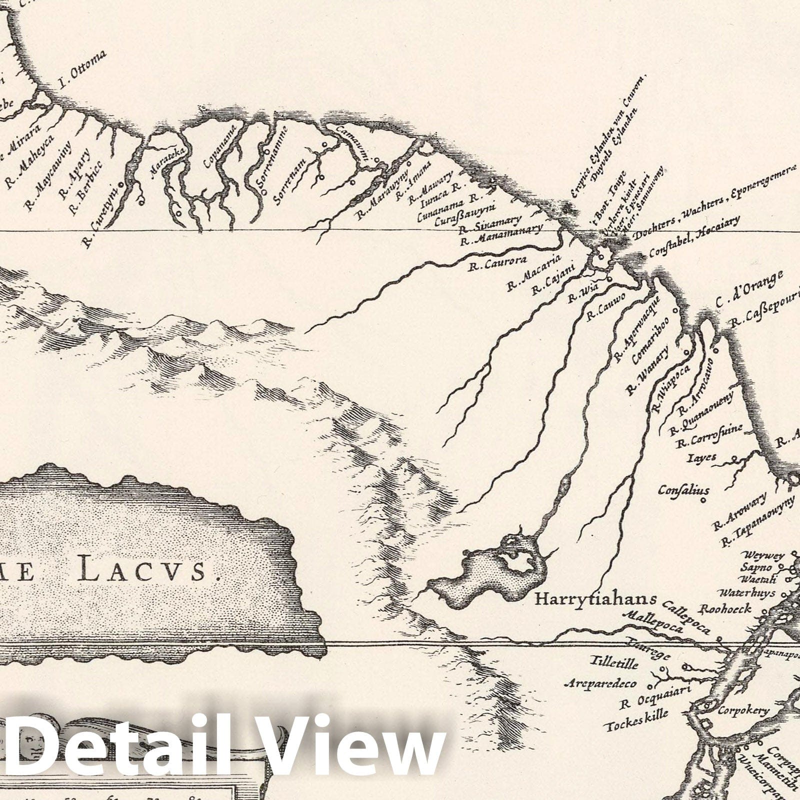 Guyana and Venezuela - Orinoco-Essequibo Region, 1630 Map Print