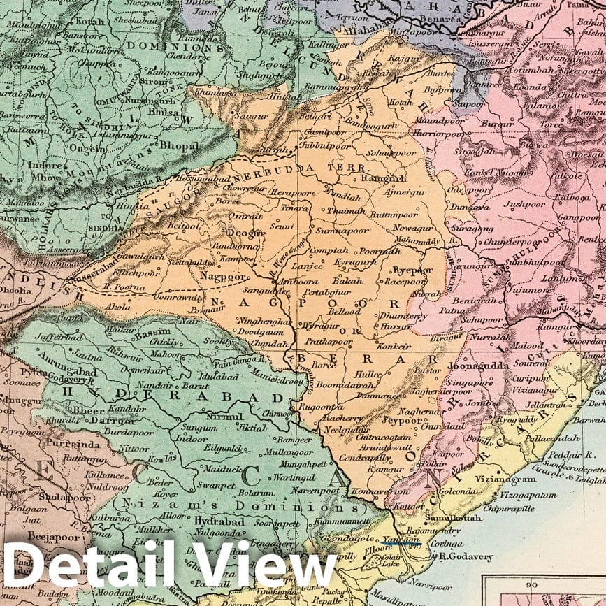 India - Geologic Map, 1865 - Historical Atlas Reproduction