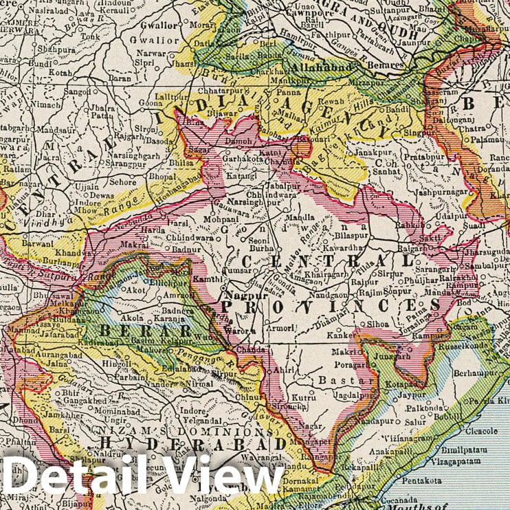 India with Bombay and Calcutta Insets, 1925 - Historical Map Print