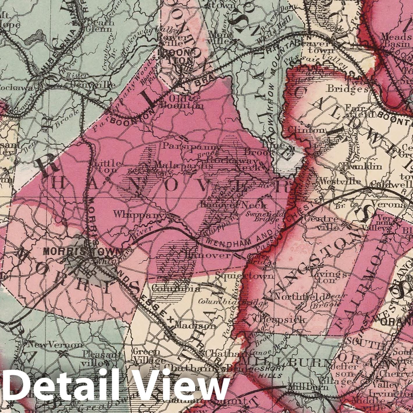 Historic Map - 1873 Atlas of New Jersey, Counties of Morris, Passaic and Bergen, and Vicinity of Newark. - Vintage Wall Art