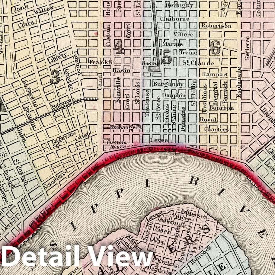 New Orleans - Railroad Map, 1874 - Historical Map Print