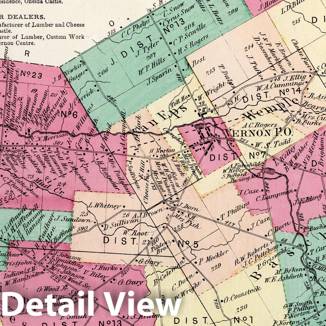 Vernon - Property Map, 1874 - Oneida County New York Historical Print