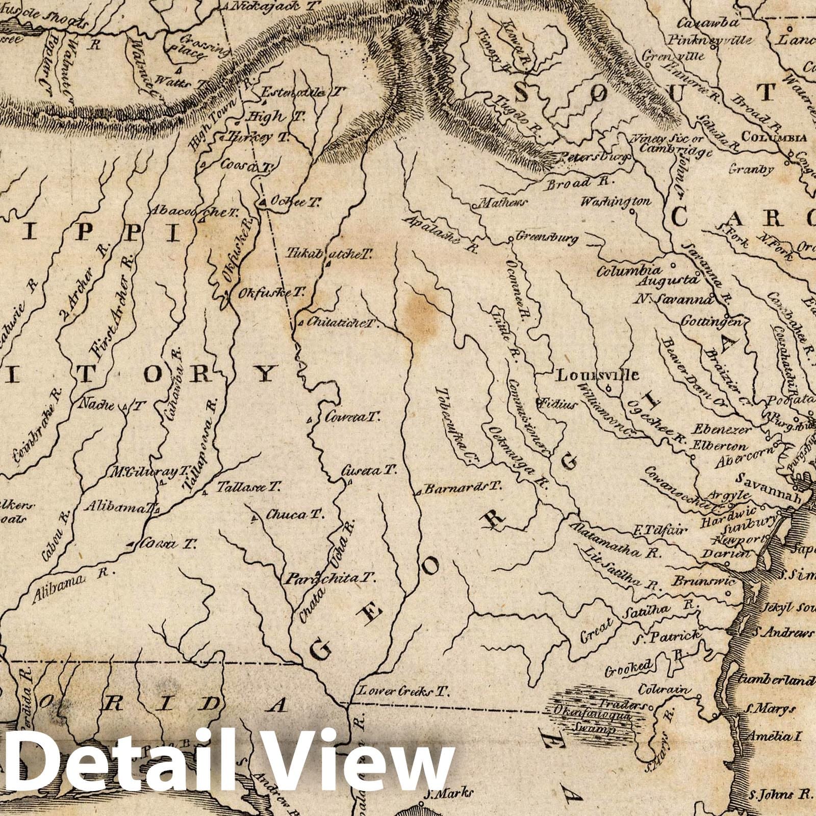 Southern United States and Mississippi Territory, 1816 - Historical Map Print