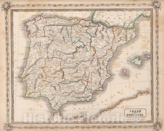 Historic Map : 1848 Spain and Portugal. v1 - Vintage Wall Art