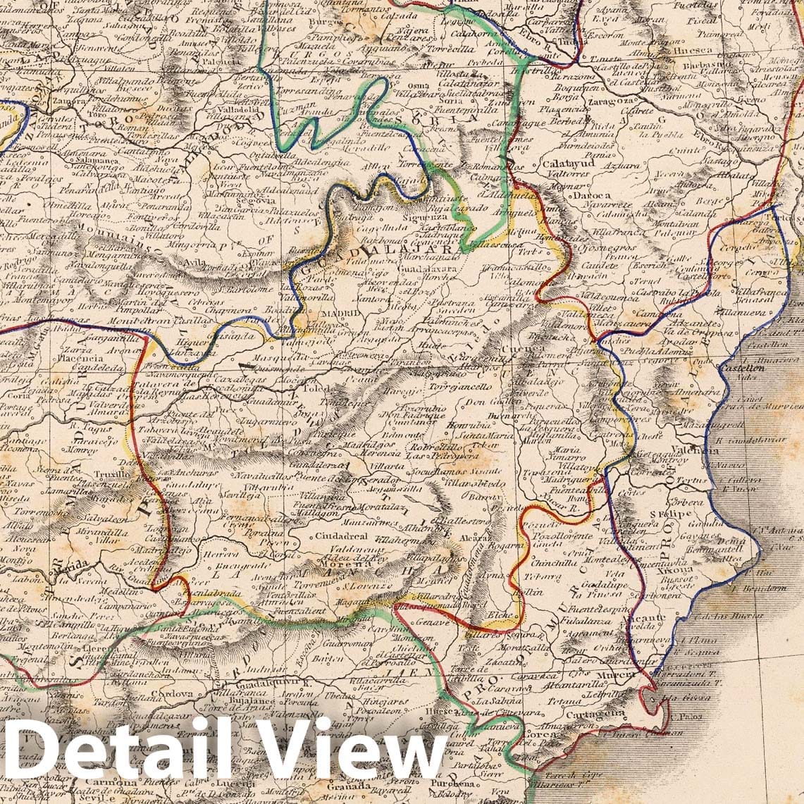Spain and Portugal - River Map, 1848 - Historical Map Reproduction