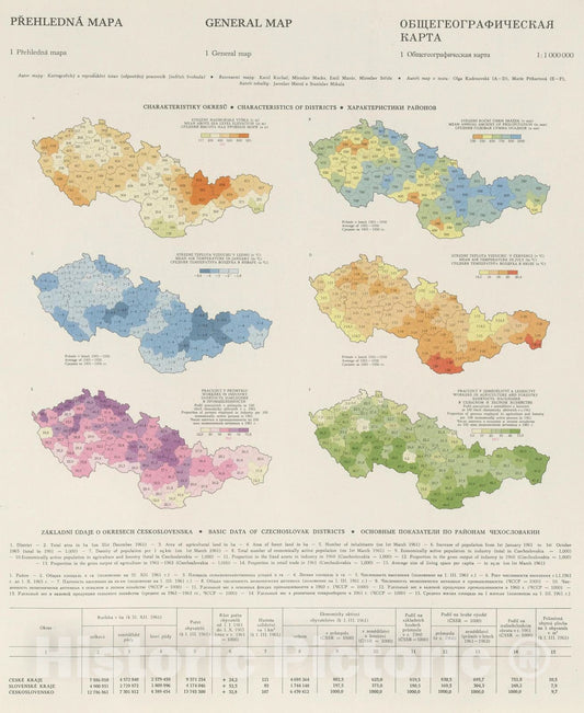 Historic Map : National Atlas - 1966 General Map. Basic Data of Czechoslovak District. - Vintage Wall Art