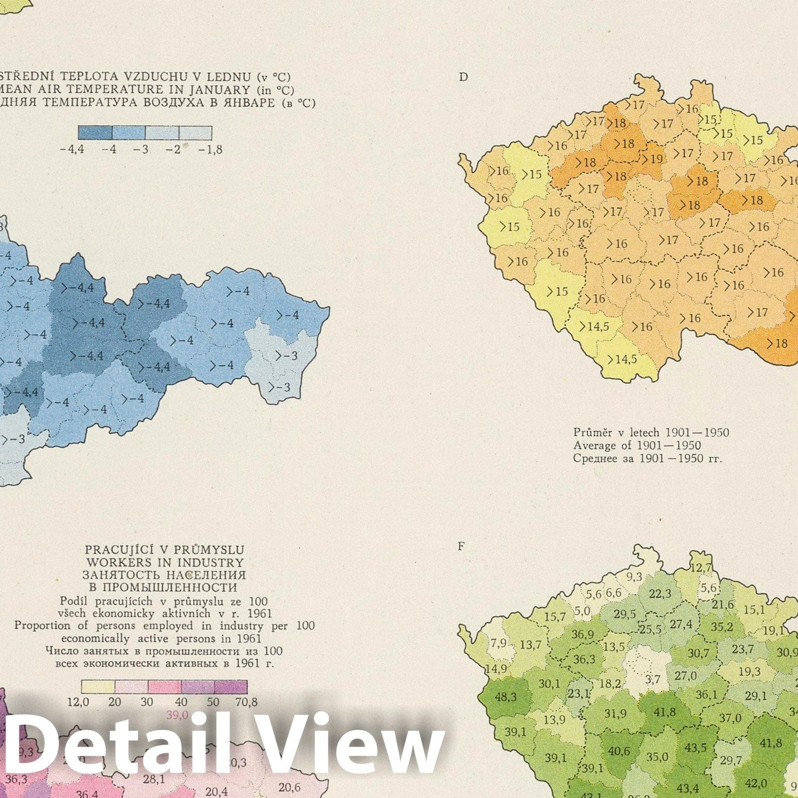 Czech Republic and Slovakia 1966 Historical Map Print