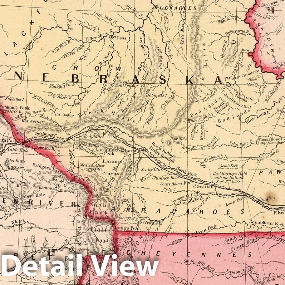 Nebraska, Kansas, New Mexico, and Indian Territories 1859 - Historical Map Print