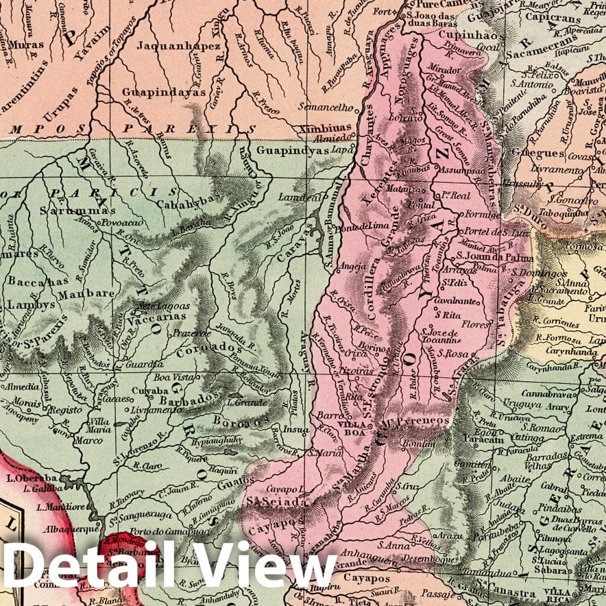 Brazil, 1860 - Historical Map Print from Desilver's Atlas