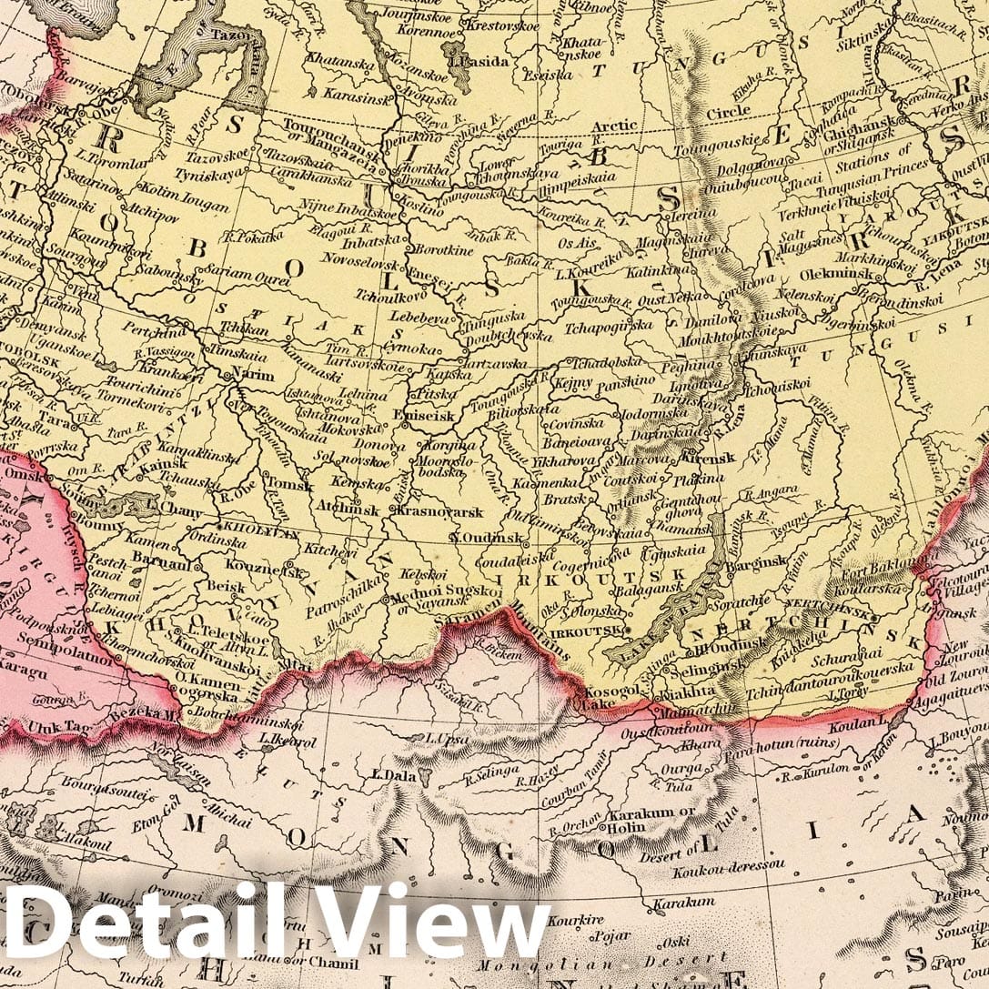 Russia in Asia and Tartary with Caucasus and Georgia, 1859 - Historical Map Print