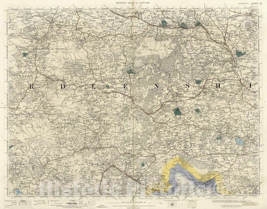 Historic Map : National Atlas - 1896 Volume 2: Sheet 76 - Inverurie - Vintage Wall Art