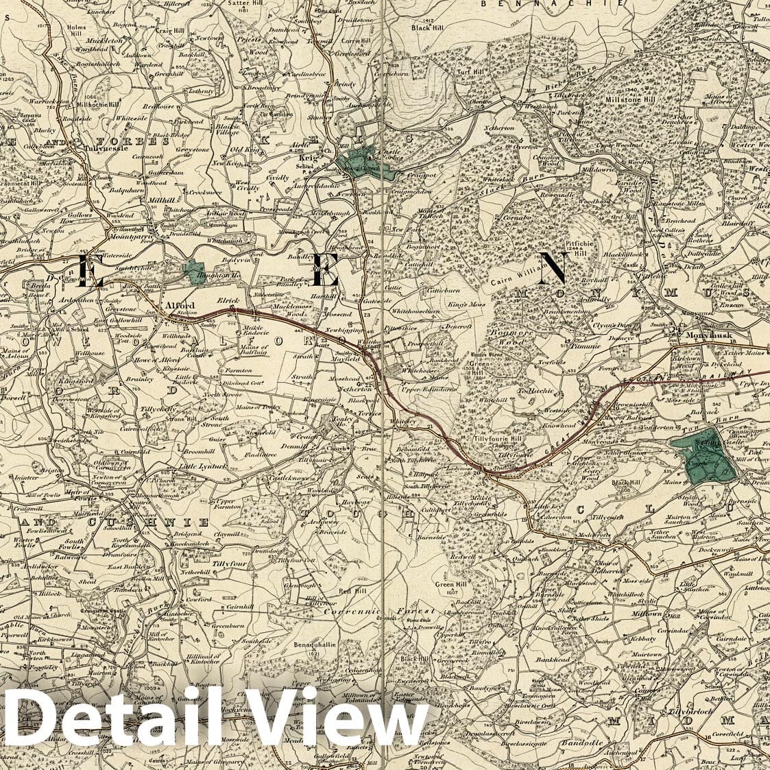 Inverurie, Scotland - Sheet 76, 1896 Ordnance Survey Map Print