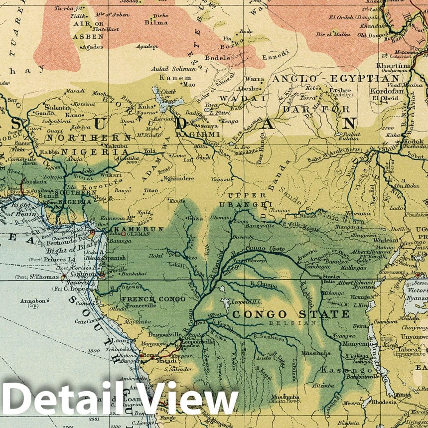 Central Africa - Commercial Chart, 1907 - Historical Map Print