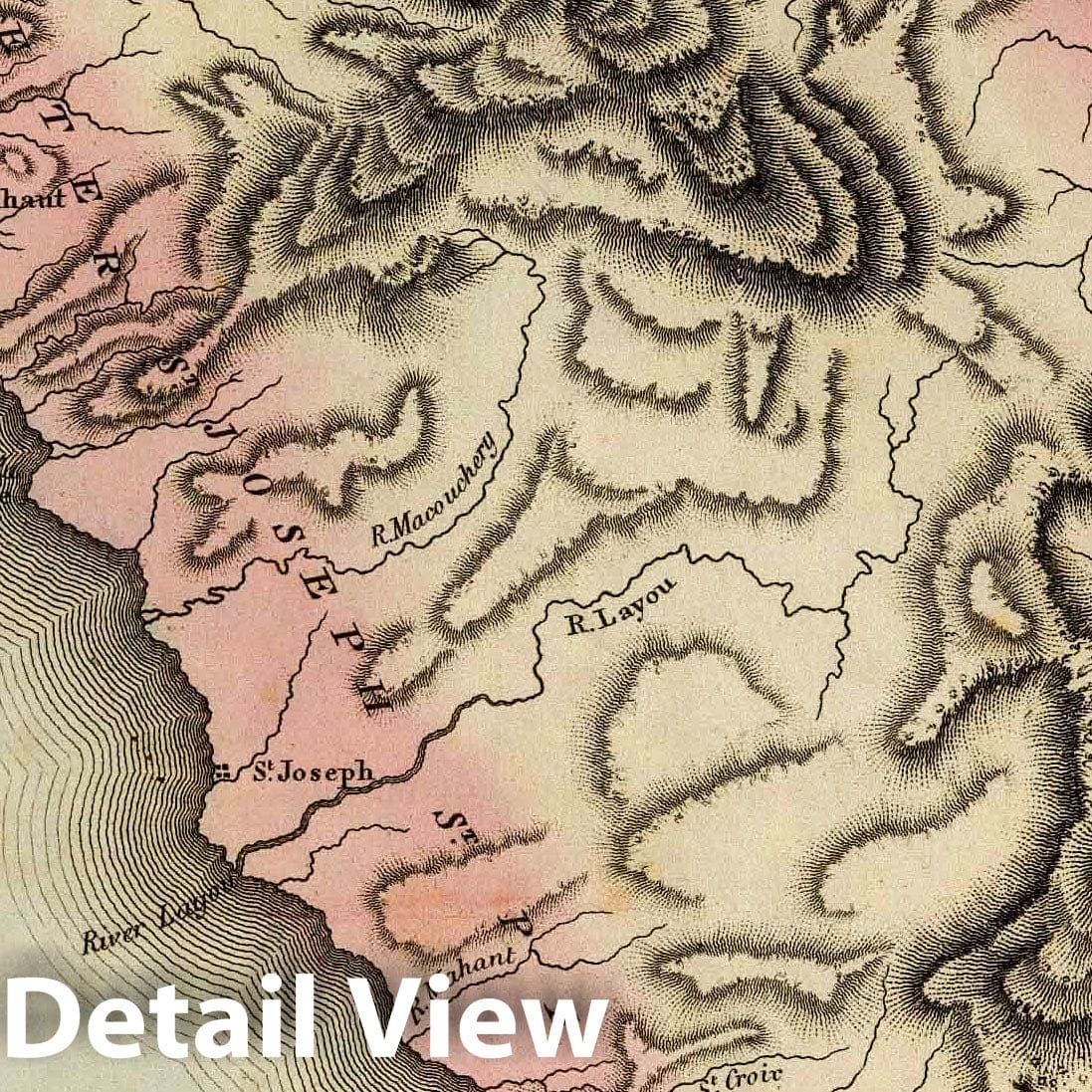 Dominica - River Map, 1823 - Historical Map Reproduction