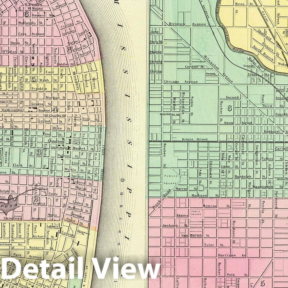 Historic Map : 1856 The City Of St. Louis Missouri. (with) The City Of Chicago Illinois. - Vintage Wall Art