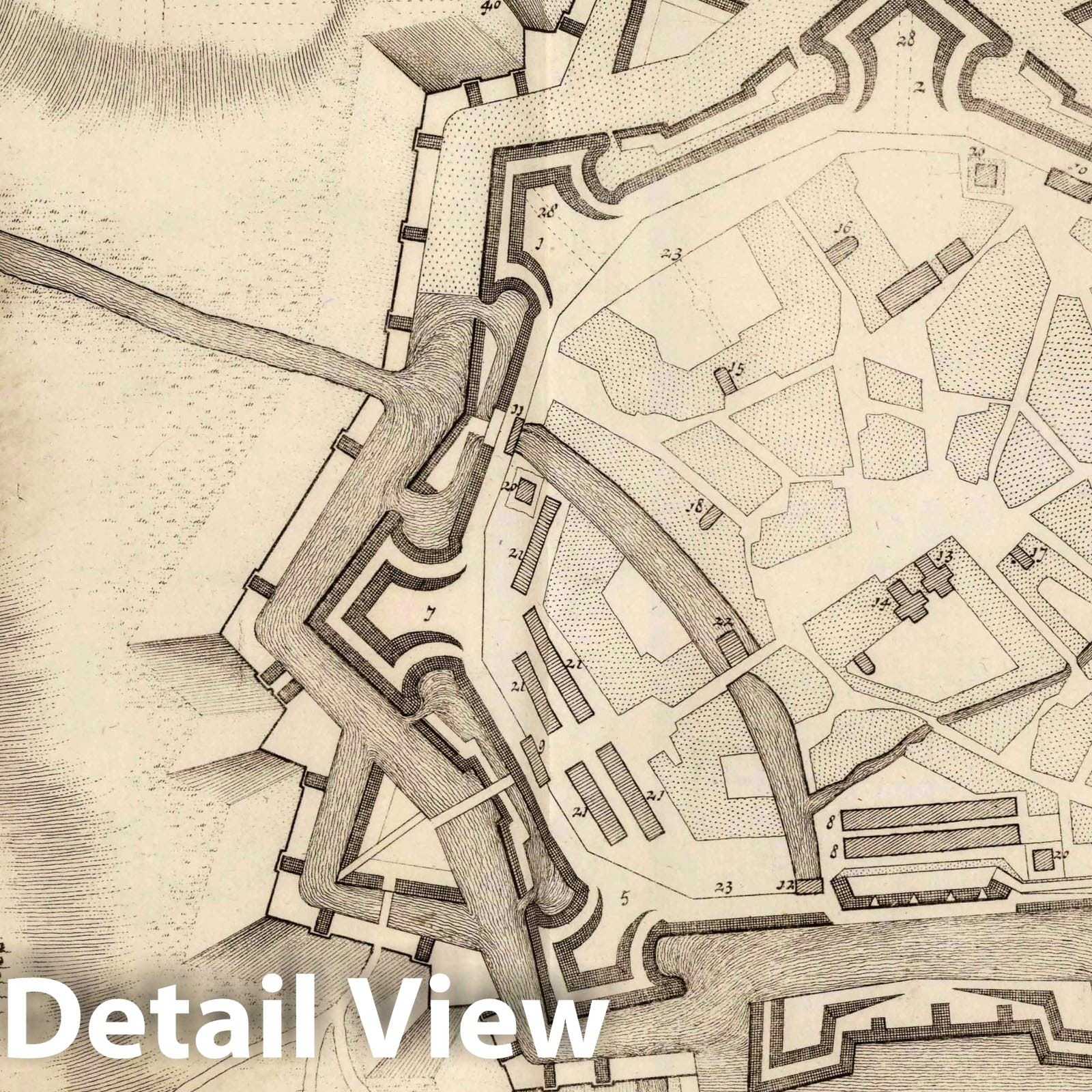 Maubeuge, France - Plan No. 65, 1709 - Historical Military Map Print