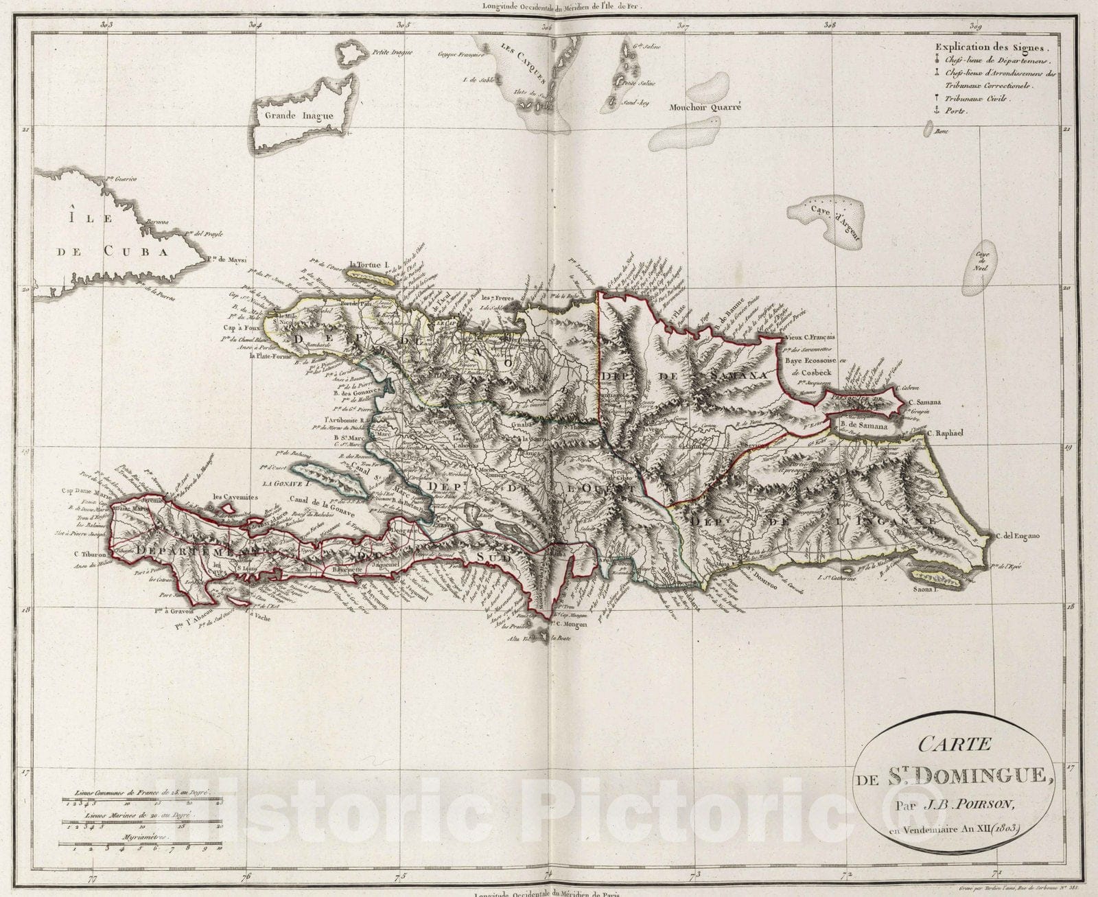 Historic Map : Haiti, 1803 XXXIV. Carte de St. Domingue. , Vintage Wall Art
