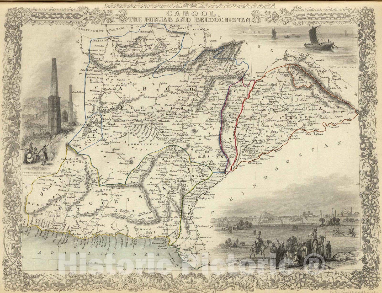 Historic Map : 1851 Cabool, The Punjab and Beloochistan. - Vintage Wall Art
