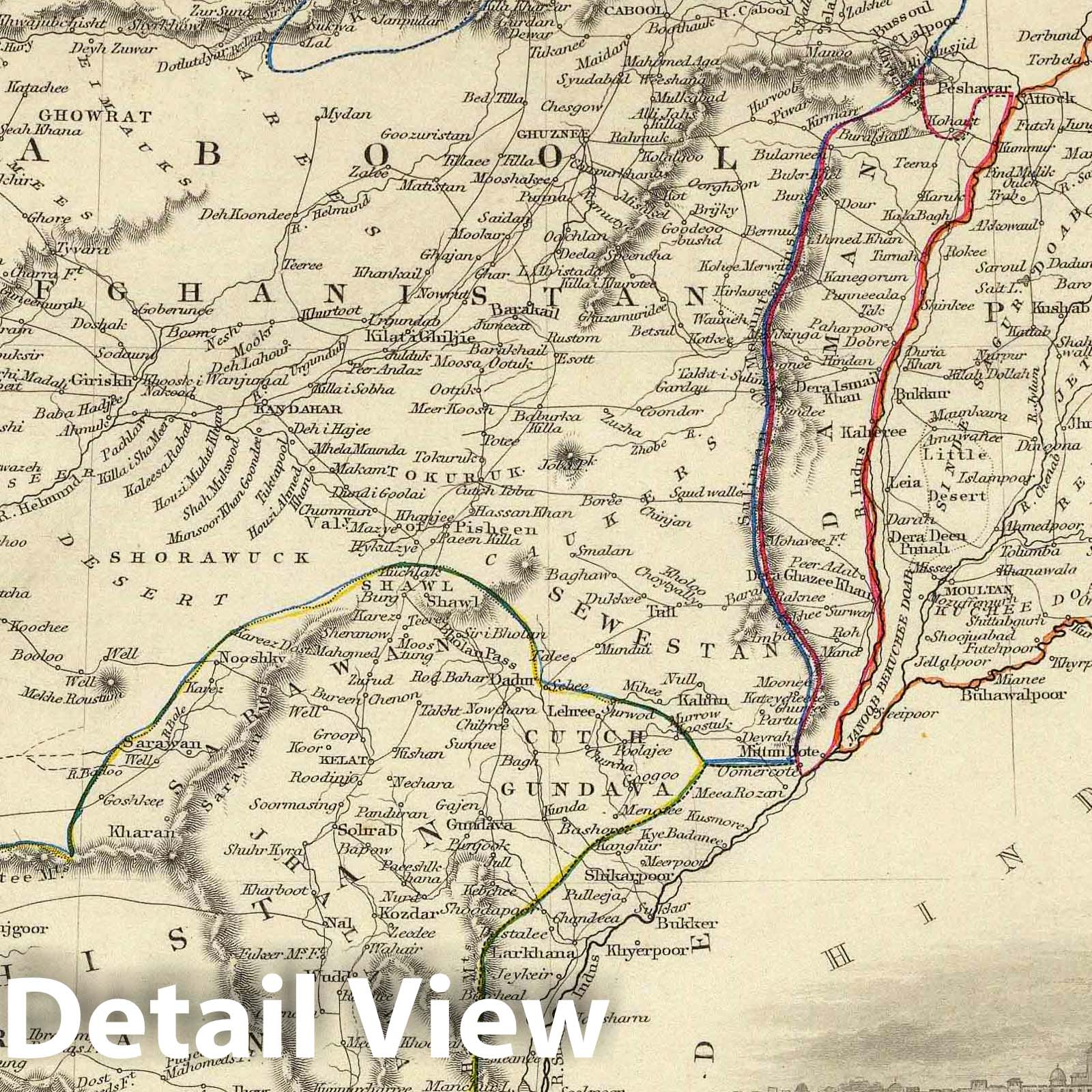 Kabul, Punjab, and Balochistan, 1851 - Historical Map Print