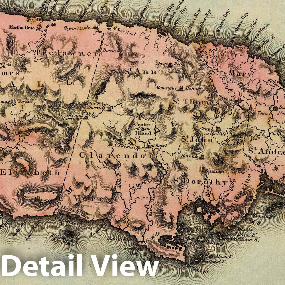 Historic Map : 1823 Jamaica. - Vintage Wall Art