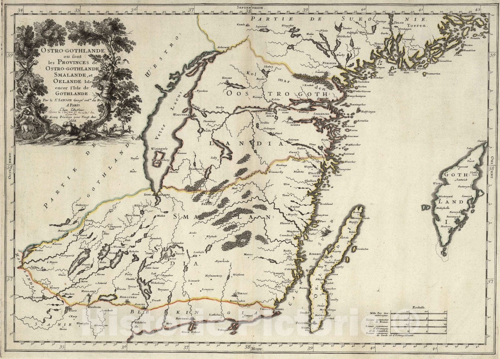 Historic Map : Sweden, 1666 East Gotland, Sweden. , Vintage Wall Art
