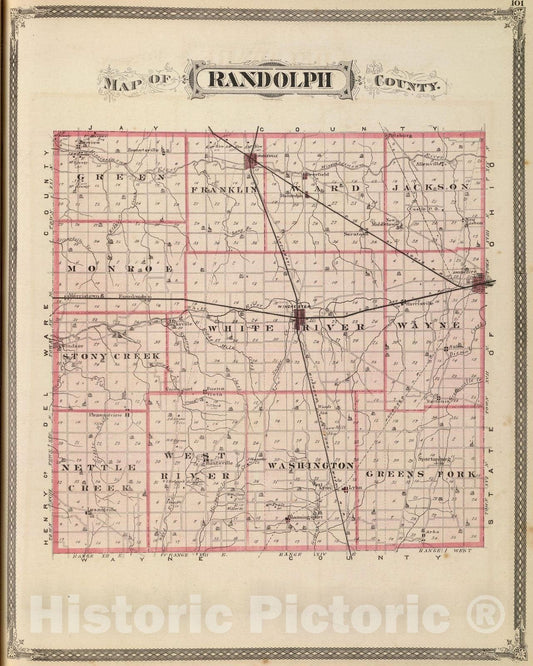 Historic Map : 1876 Map of Randolph County. - Vintage Wall Art
