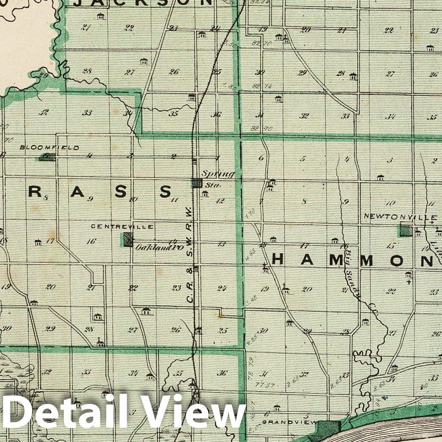 Spencer County, Indiana - Railroad Map, 1876 - Historical Atlas Reproduction