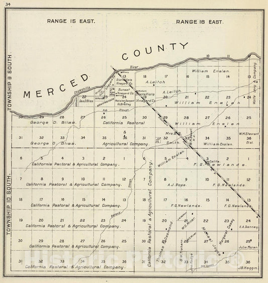 Madera County - Survey Map, 1891 - California Historical Atlas Reproduction