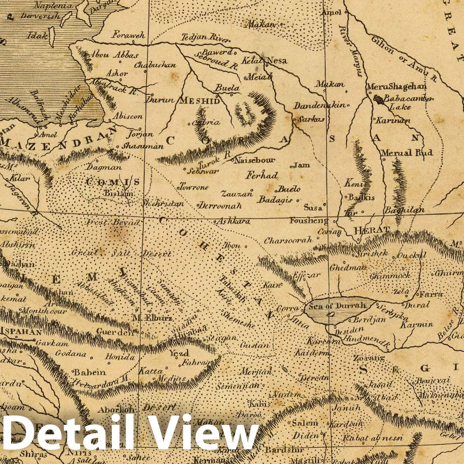 Persia (Iran and Afghanistan) - River Map, 1812 - Historical Map Reproduction
