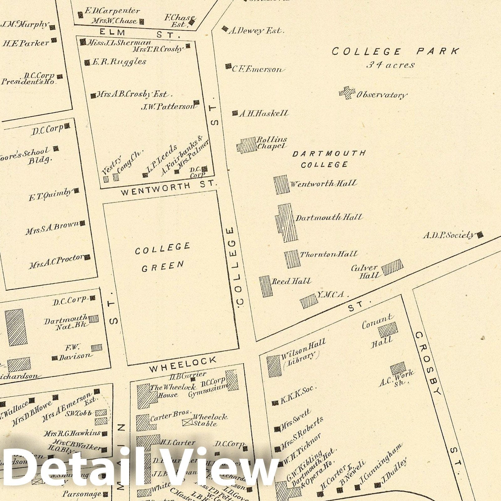 Hanover, Grafton County, New Hampshire 1892 Historical Map Print