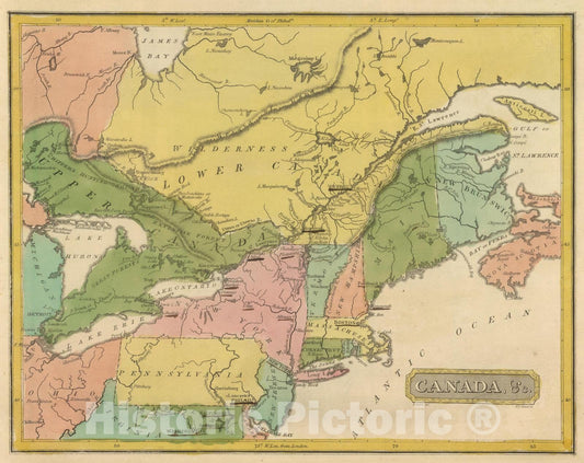 Canada, 1816 - Historical Map Print from Fielding Lucas Atlas