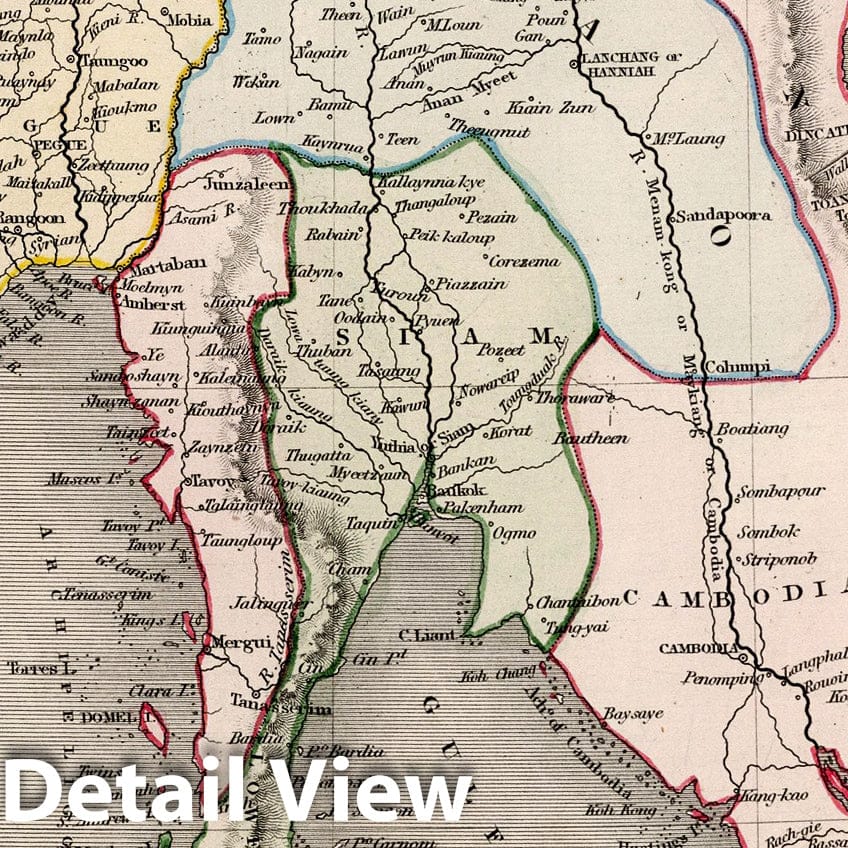 Burma and Indochina - River Map, 1832 - Historical Map Print