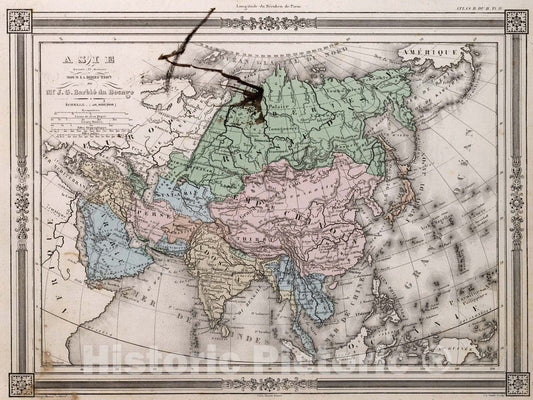 Historic Map : 1852 Asie. - Vintage Wall Art