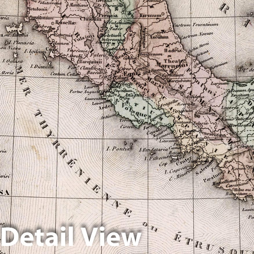 Ancient Italy, 1852 - Historical Map Print