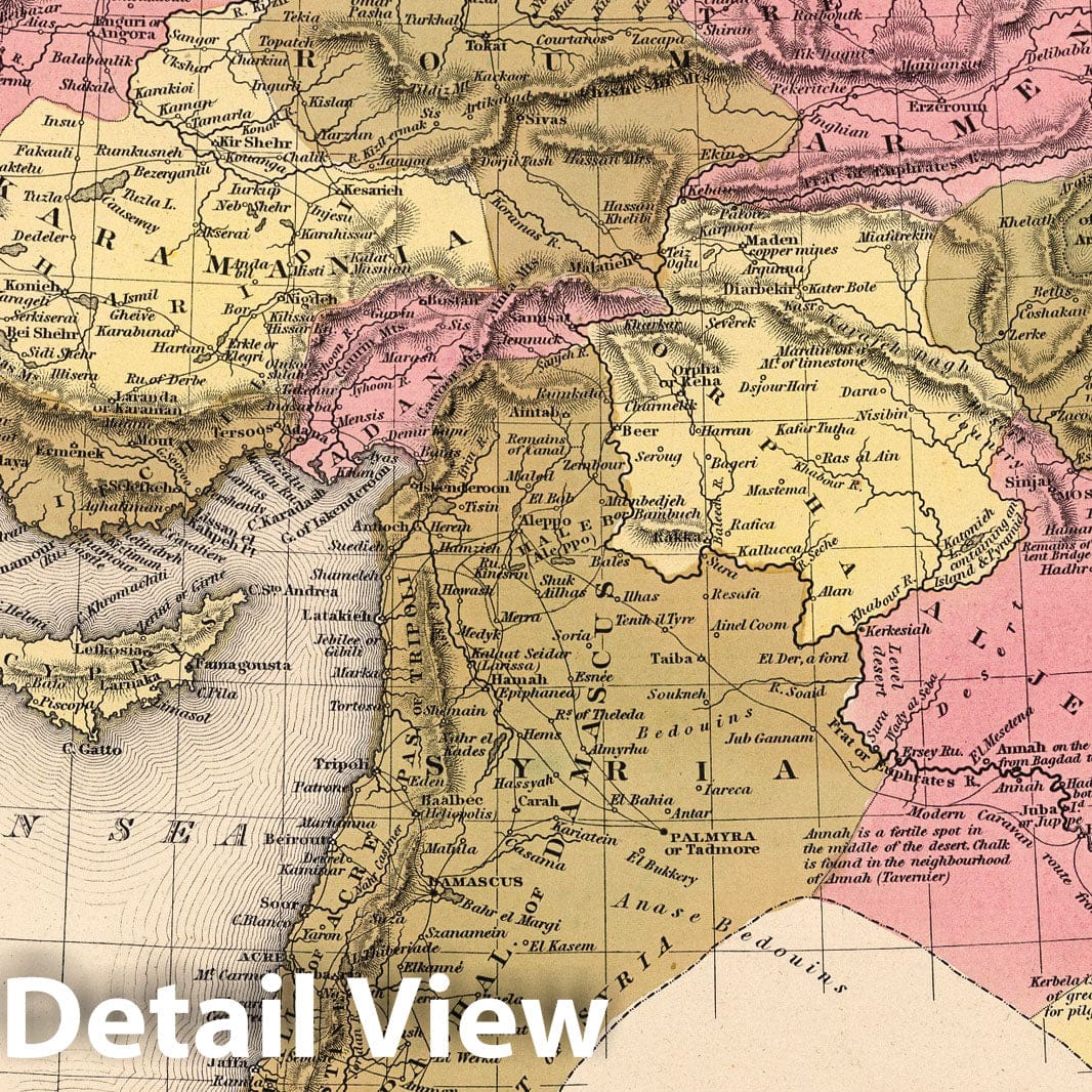 Turkey in Asia, 1850 - Historical Map Print