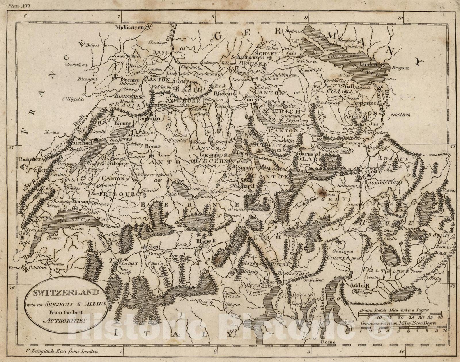 Historic Map : 1816 Switzerland With Its Subjects & Allies - Vintage Wall Art