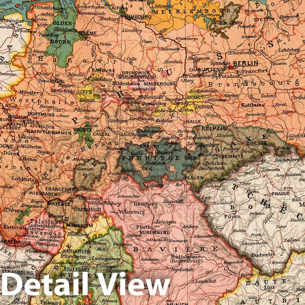 Germany 1921 Historical Political Map Print