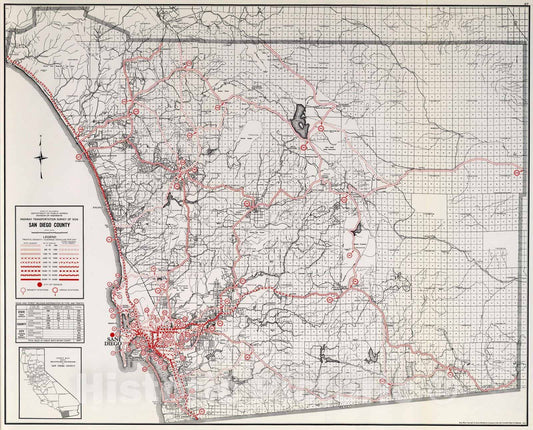 Historic Map : 1935 San Diego County. - Vintage Wall Art
