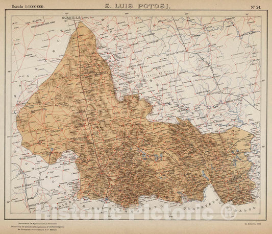 Historic Map : Mexico, 1922 No. 24: San Luis Potosi , Vintage Wall Art