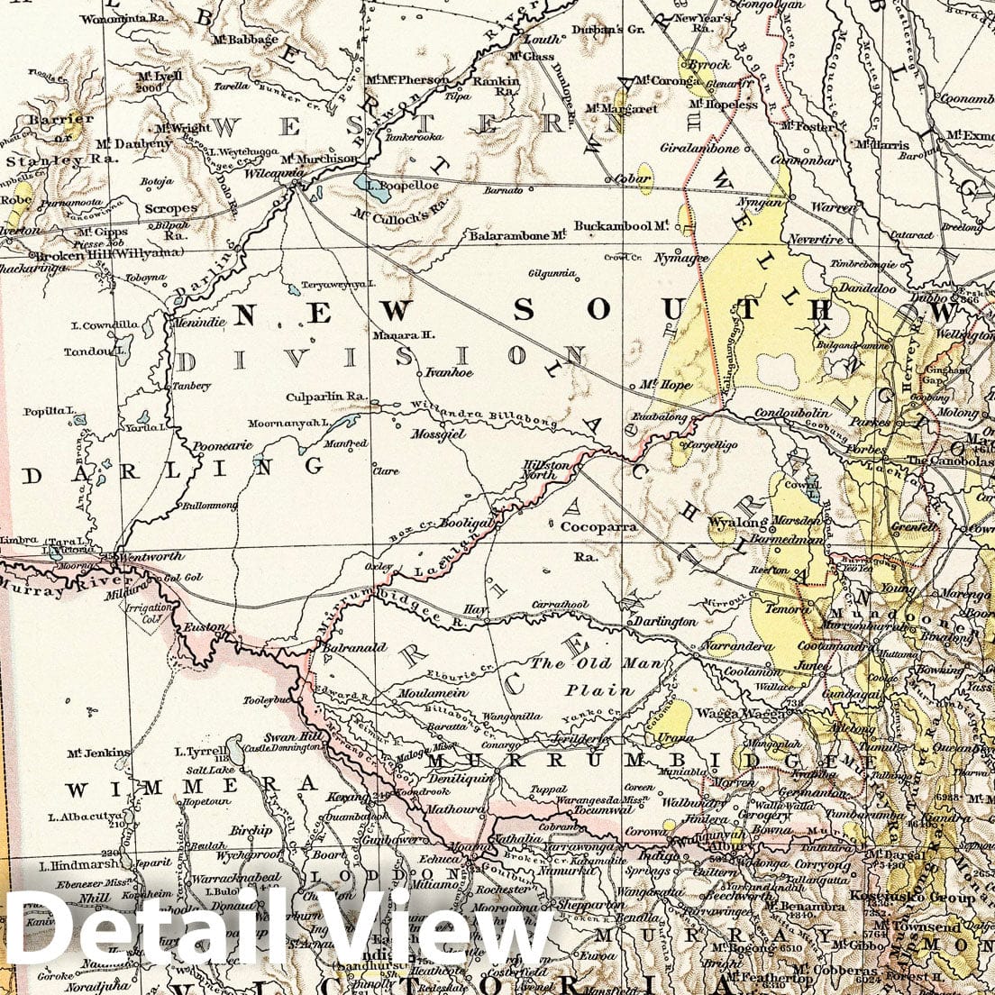 Victoria and New South Wales, Australia - Railroad Map, 1900 - Historical Map Print