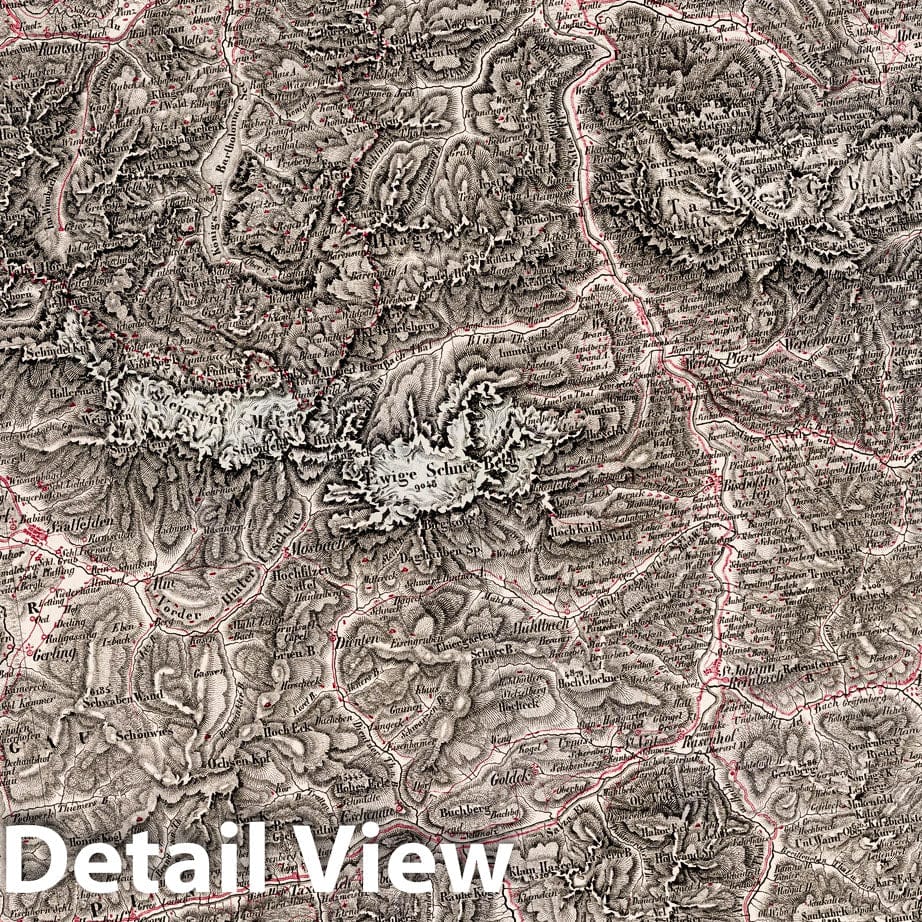 Hallein - Road Map, 1838 - Historical Topographic Map Print