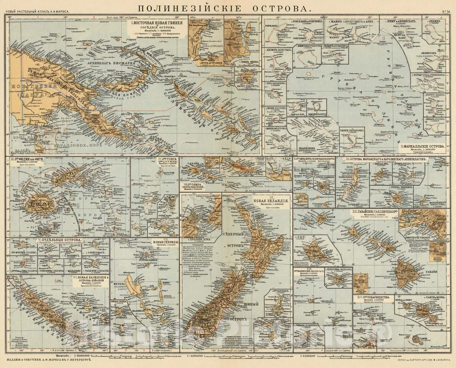 Historic Map : Oceania 1909 No.56. Polinez?sk? ostrova , Vintage Wall Art