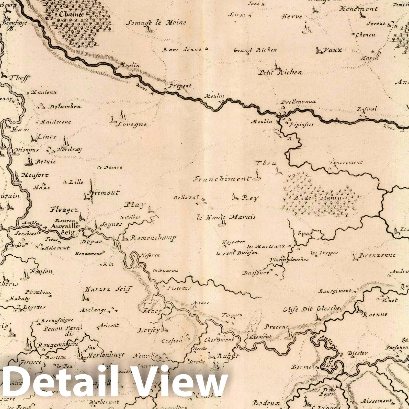 Liege, Limburg, and Luxembourg - Military Map, 1708 - Historical Map Print