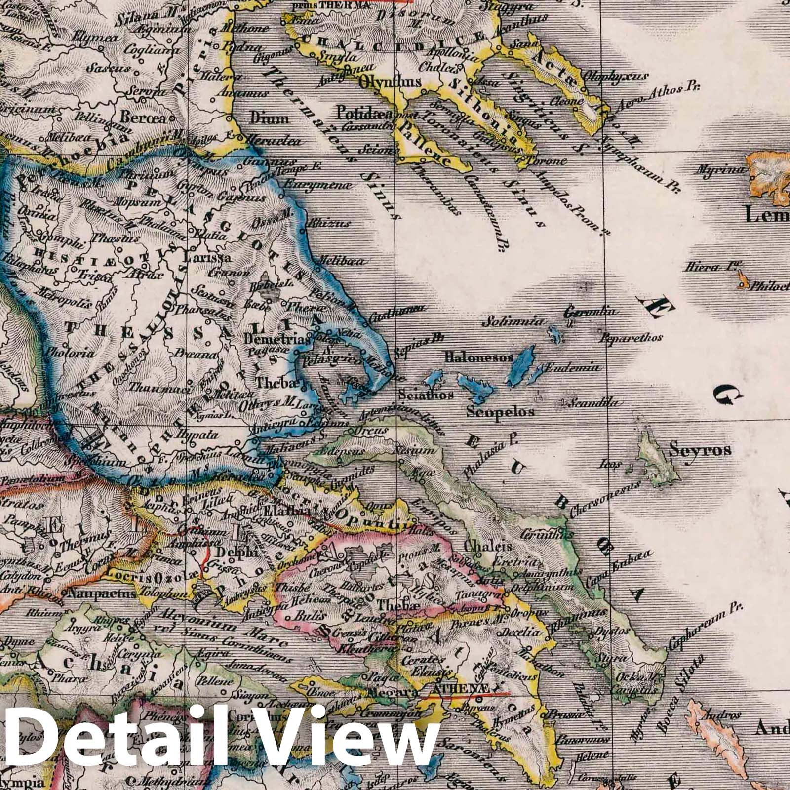 Ancient Greece, Macedonia, and Thrace, 1833 - Historical Map Print