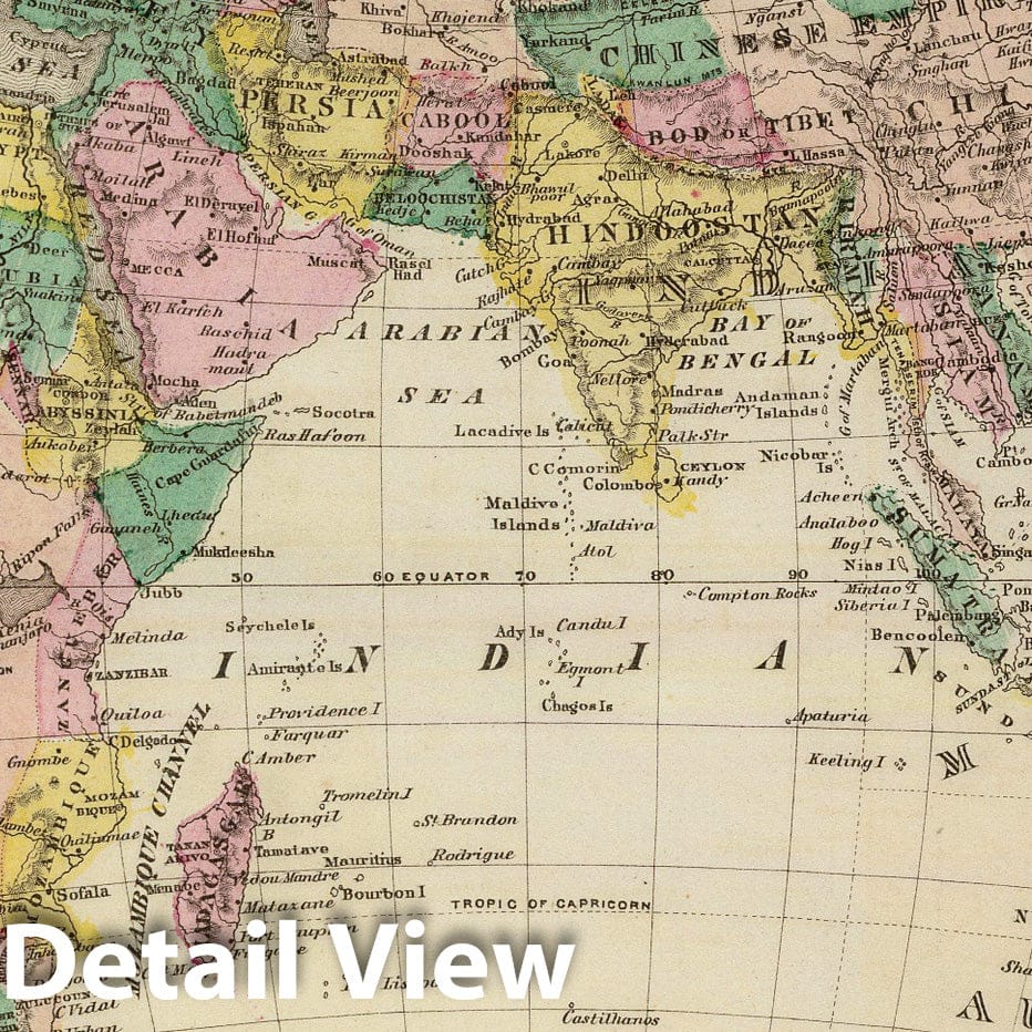 Eastern Hemisphere, 1875 - Historical Map Print
