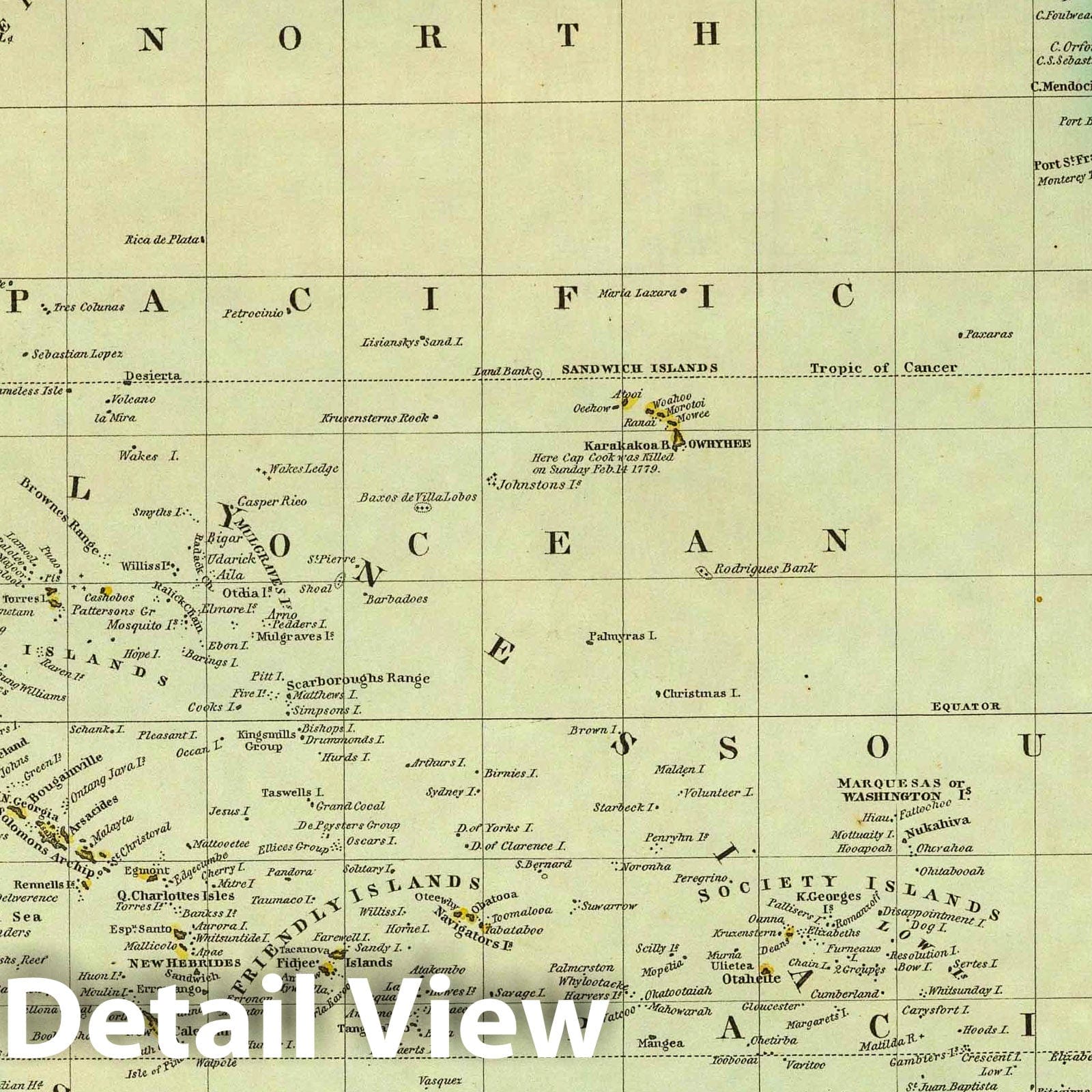 Pacific Ocean, 1836 - Historical Map Print