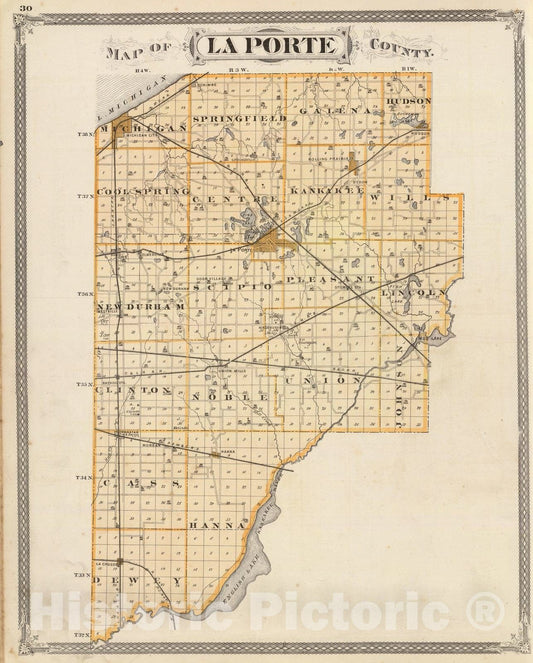 Historic Map : 1876 Map of La Porte County. - Vintage Wall Art