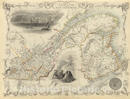 Historic Map : 1851 East Canada And New Brunswick. - Vintage Wall Art