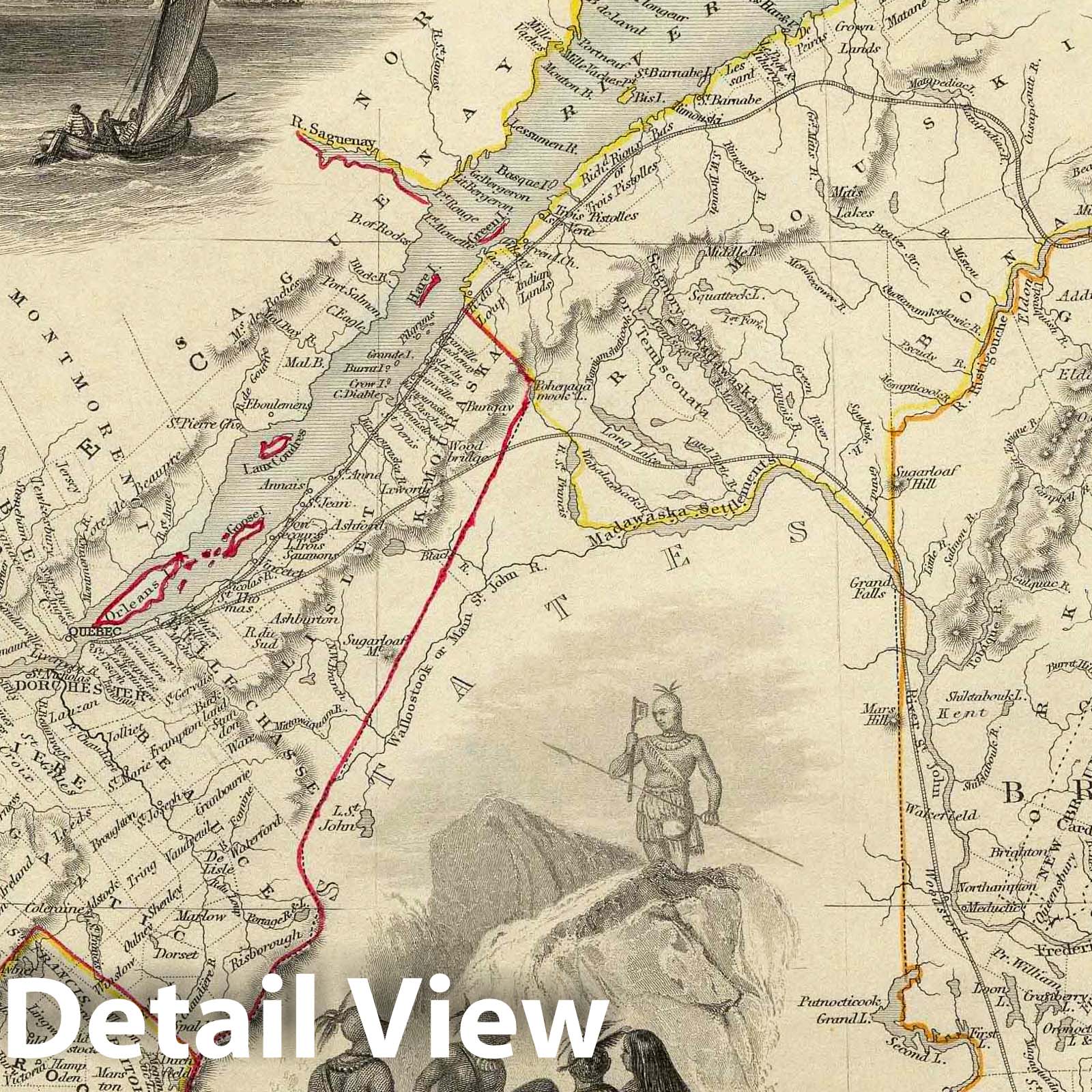 Eastern Canada and New Brunswick, 1851 - Historical Map Print