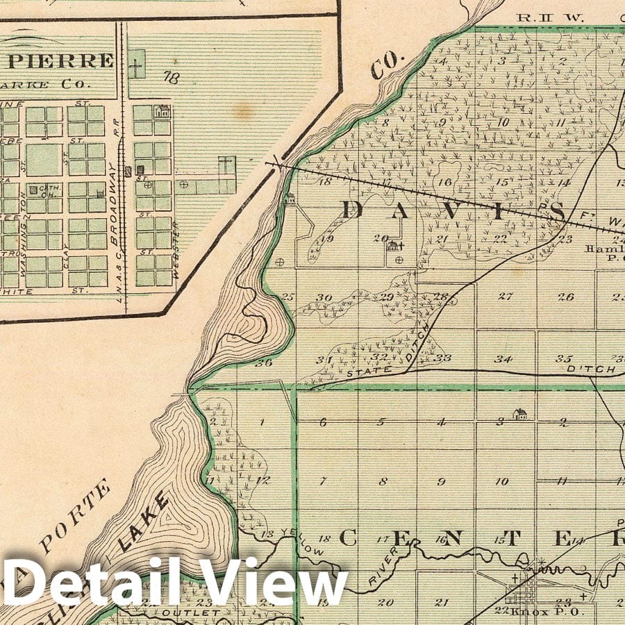 Starke County, Indiana with Knox, North Judson, and San Pierre - Railroad Map, 1876